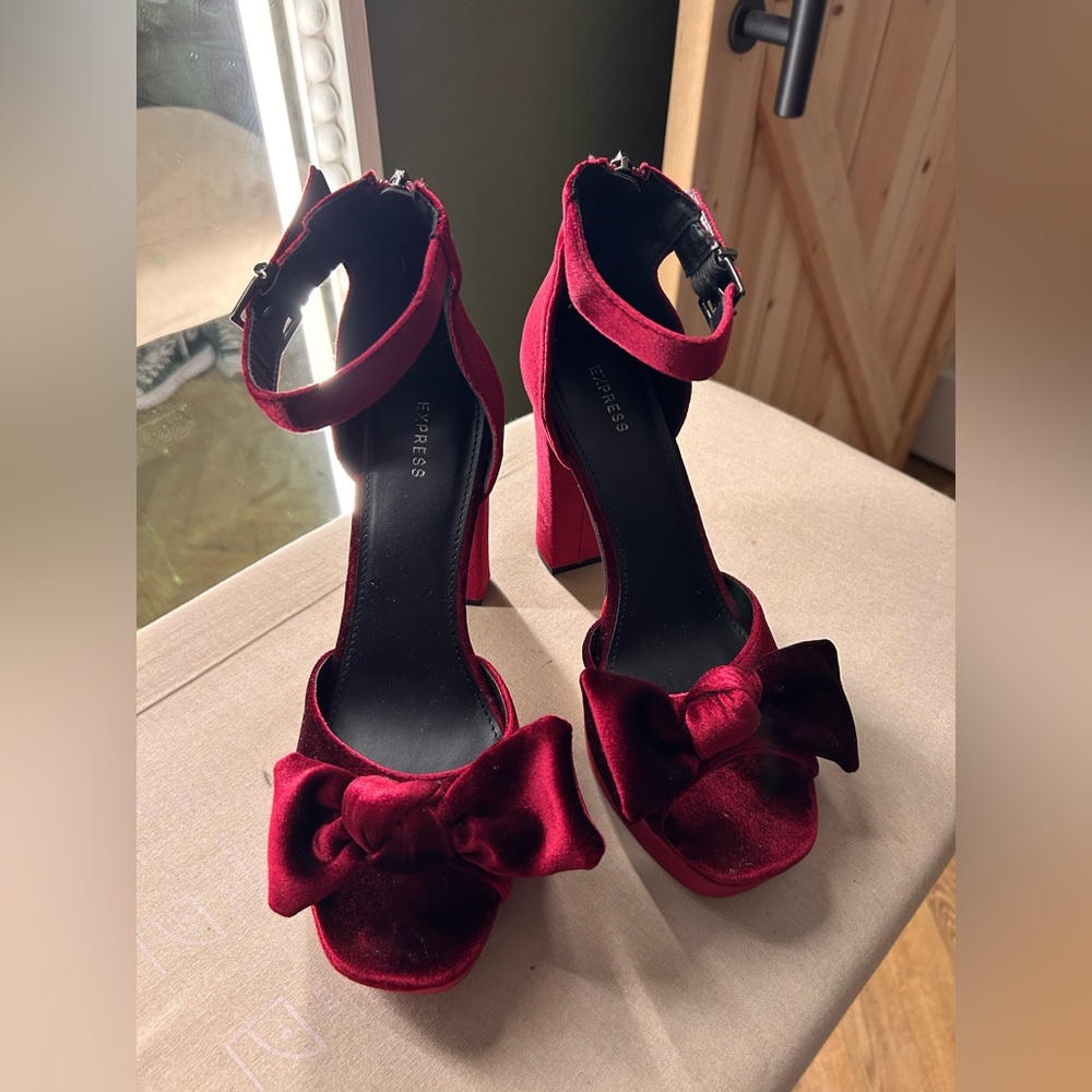 Express Red Velvet Heels